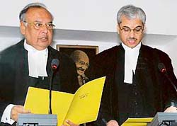 Justice Parmod Kohli (r) takes oath as a judge of Punjab and Haryana High Court in Chandigarh