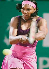 American Serena Williams in action against Netherlands� Michaella Krajicek during their Italian Open first round match in Rome