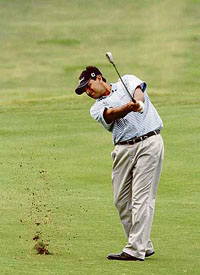 Gaurav Ghei in action during the third round of the Macau Open on Saturday.