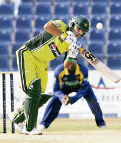 Pakistani opener Salman Butt plays a shot during the second one-dayer against Sri Lanka at the Sheikh Zayed Cricket Stadium in Abu Dhabi on Sunday.