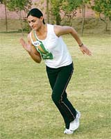 Manjit Kaur practises at PAP in Jalandhar on Tuesday