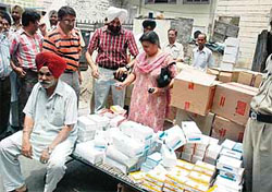 Surjit Singh, who was arrested for selling drugs without a valid licence, in police custody on Tuesday.