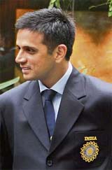 Rahul Dravid at a hotel in Mumbai before leaving for the tour to Ireland and England on Tuesday.