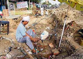 A road in Rohtak where development work is in progress, causing inconvenience to residents