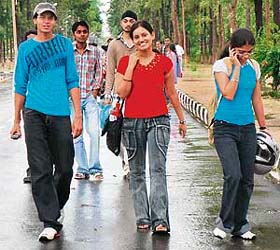 Students on the Kurukshetra University campus