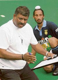Hockey coach Joaquim Carvalho (left) is banking on the talent of young players like Sardara Singh.
