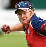 Matthew Hoggard prepares to throw a ball during a training session at Lord�s in London on Wednesday.