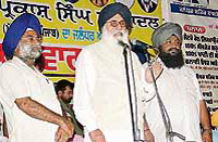 Parkash Singh Badal at a poll rally in Jalandhar on Monday.