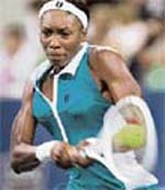 Number 12 seeded Venus Williams of the US returns to Kira Nagy of Hungary at the US Open in Flushing Meadows, NY. Venus won 6-2, 6-1