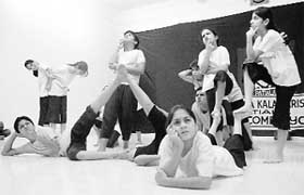 Students stage play ‘Hamare Hain Kaun’ written and directed by Balwant Thakur and organised by the Patiala Kala Parishad at the Government College for Girls auditorium in Patiala on Friday.