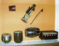 A view of traditional musical instruments on display at Jayanti Archaeological Museum in Jind