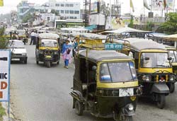 Ruling the Roads: Unauthorised autorickshaws rule the roads of Pathankot.