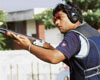 Smit Singh takes a shot during the Punjab State Shooting (trap and skeet) Championships at Mohali Shooting Range on Sunday.