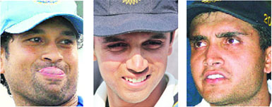 Sachin Tendulkar, Rahul Dravid and Sourav Ganguly 