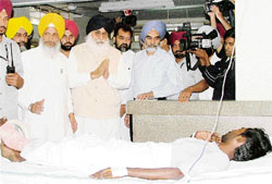 Chief Minister Parkash Singh Badal at the CMC Hospital in Ludhiana