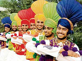 Bhangra participants perform at Punjabi University Zonal Youth Festival, 2007, at Neighbourhood Campus, Rampura Phul (Bathinda), on Wednesday.