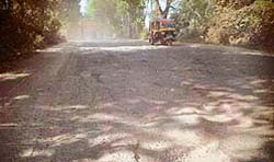 The potholed road near Bharatgarh village in Ropar