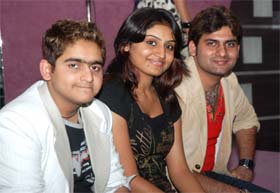 Abhaas, Ashpreet and Harshit of the �Voice of India� fame at a press conference in Jalandhar