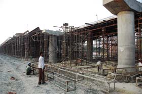 A flyover being constructed in Bathinda