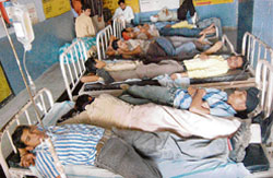 Students suffering from gastro in the Civil Hospital, Kharar