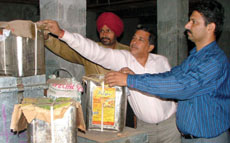 Officials raiding the cold storage in Bathinda.