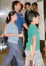 Sachin Tendulkar with daughter Sarah and son Arjun in Chandigarh on Tuesday to play in the second ODI against Pakistan in Mohali on Thursday.