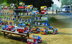 These toy vehicles are all set to hit the road