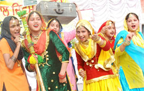 Students of Baba Farid Public Senior Secondary School performing on the occasion of Children�s Day on Wednesday.
