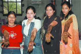 Mehendi competition during PU Inter Zone Youth Festival at Abohar