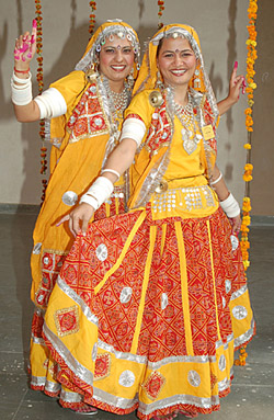 Girls in traditional outfit at PU Youth and Heritage Festival in Abohar on Saturday.