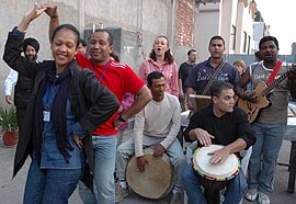 Members of the troupe in the holy city on Tuesday.