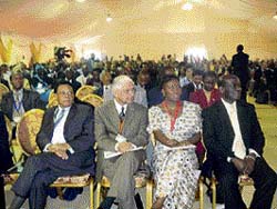 Minister of state for industry Ashwani Kumar (second from left) at the Commonwealth Business Forum (CBF) 2007 at Kampala in Uganda.