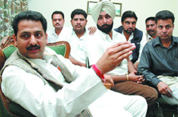 Punjab Youth Congress president, Vijay Inder Singla in a meeting with party activists in Bathinda