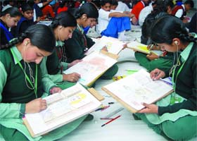 Children taking part in a contest at Teachers Home