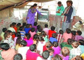 Awareness camp being held in a slum area in Bathinda
