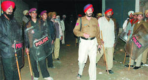 Commandos and policemen at the site of the clash on Friday night.