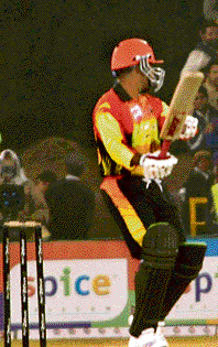 Brian Lara was dismissed for a first-ball duck by Azhar Mahmood.