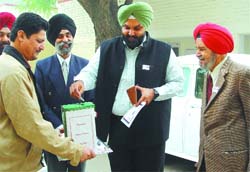 SSP Naunihal Singh donating money for the army welfare fund on Friday.