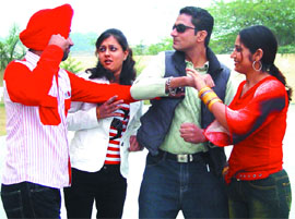 Shooting of Preet Punjabi�s song �Gumaan� in progress at Bathinda on Sunday.