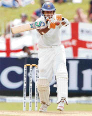 Prasanna Jayawardene plays a shot during the fourth day of the second Test match between Sri Lanka and England at the Sinhalese Sports Club Stadium in Colombo on Wednesday.