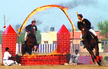 Students of Punjab Public School, Nabha,  displaying their equestrian skills.