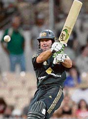 Australia�s Ricky Ponting hits a four during the first match of the Chappell-Hadlee one-day series against New Zealand in Adelaide on Friday.