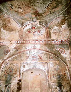 Invaluable frescos in one of the ancient buildings at Jalalabad, which was founded by Mughal Emperor Akbar
