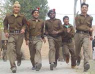 Students at the NCC camp in Bathinda.
