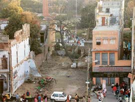 A view of the area adjoining the Jallianwala Bagh, which has been cleared for setting up a visitors� facility centre, in Amritsar. 