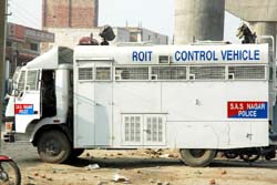 The Punjab Police�s riot control vehicle in Bathinda has the word spelt wrongly as �roit.� The vehicle was seen when the ITI students were lathicharged recently.