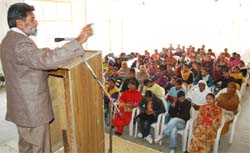A convention in progress at Teachers� Home in Bathinda on Wednesday.