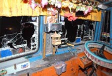 A view of the damaged truck