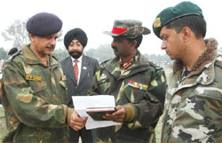 Brigadier D.P. Singh interacting with Colonel Azimuddin and other officials in Bathinda 