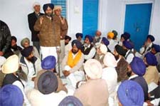 Sukhbir Badal, acting president of the SAD (B), addresses a gathering in a gurdwara at Sangat Mandi in Bathinda on Thursday. 
